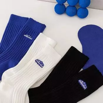 3 пары однотонных универсальных хлопковых носков унисекс среднего размера, толстые осенние и зимние носки с вышивкой «Снежные горы»