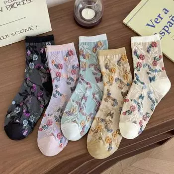 3 пары осенне-зимних длинных женских носков, модные вечерние милые женские носки с цветочным принтом для дома и офиса, милые красивые носки средней длины One Size