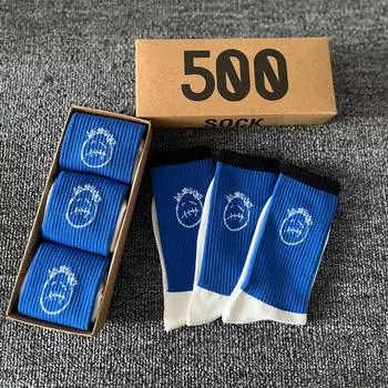 3 пары подарочных носков для скейтборда в хип-хоп стиле для мужчин, белые/синие/из чистого хлопка уличные носки для женщин, носки с надписями 36-43EUR