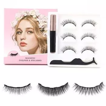 3 пары полнополосных ресниц, магнитные ресницы и набор подводки для глаз, 3D накладные ресницы, наращивание ресниц