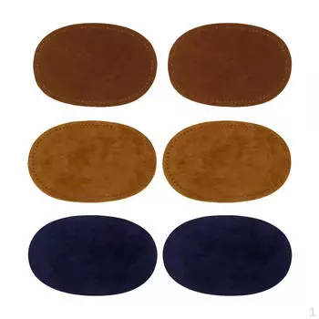 3 пары пришитых замшевых овальных наколенников на локтях для ремонта свитеров, синие