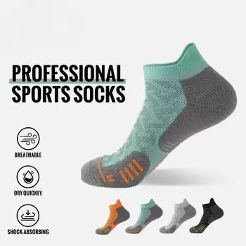 3 пары профессиональных носков для марафона, занятий спортом на открытом воздухе, фитнеса, утолщенных, амортизированных, коротких, с низким вырезом, носков-лодочек до щиколотки 3 pairs темно-зеленого
