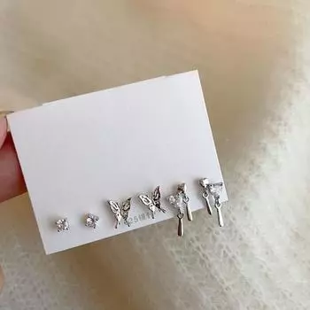3 пары сережек-гвоздиков в форме бабочки для женщин и девочек, модные серьги Advanced Sense, ювелирные аксессуары, подарки