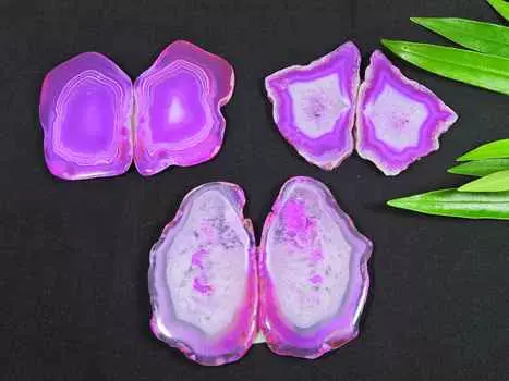 3 пары сережек с розовыми солнечными друзами, пара кабошонов из драгоценных камней, лот 45-47 мм RQ-2699