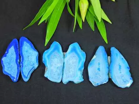 3 пары сережек с синими солнечными друзами, пара кабошонов с драгоценными камнями, лот 45-51 мм RQ-2697