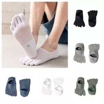 3 пары сетчатых мужских носков с пятью пальцами, впитывающих пот, хлопковые носки-лодочки, мягкие летние носки с пятью пальцами 3Pairs Blue