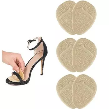 3 пары силиконовых подушечек для передней части стопы для женщин, высокие каблуки, полустельки, уход за ногами, амортизирующие вставки, противоскользящие гелевые подошвы чёрный