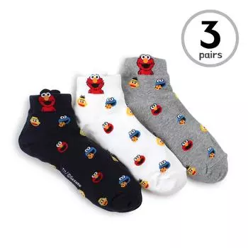 (3 пары) Улица Сезам Elmo Beatles кроссовки носки женские юниорки PD79 23cm - 26cm