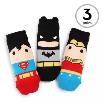 (3 пары) Женские носки с низким вырезом Heroes DC Comics, лицензированные по лицензии DC, OF57