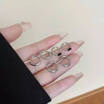 3 пары женских блестящих стразов, инкрустация, серьги-кольца, гальванические эмалированные круглые серьги из сплава, антикоррозийные женские серьги, ювелирные изделия, подарок серебряный