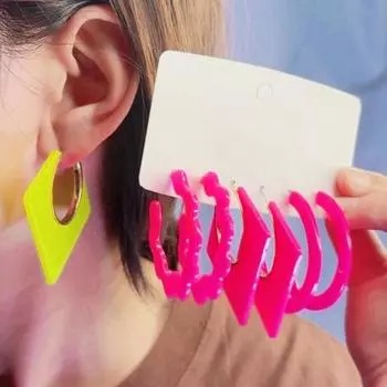 3 пары женских C-образных преувеличенных веерообразных легких украшений для ушей, женских ушей для выпускного вечера, коктейлей и вечеринок чёрный