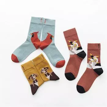 3 пары женских носков унисекс с рисунком в стиле Харадзюку, красочные кавайные полные носки, женские уличные размеры, размер 35-43 A