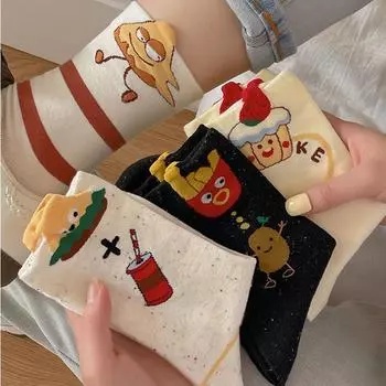 3 пары женских носков в стиле аниме, хлопковые милые носки Y2k, забавные носки Лолита Харадзюку для девочек, комплект белых полосатых носков One Size