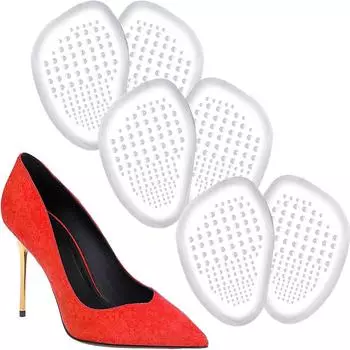 3 пары женских плюсневых подушечек, многоразовые подушечки для стопы, гелевые вставки для передней части стопы для высоких каблуков, облегчение боли и нескользящая поддержка, прозрачные 3 pairs белый