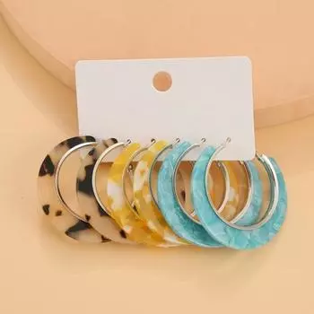 3 пары женских серег C-образной формы, винтажные ювелирные изделия, гальванические геометрические серьги-кольца D