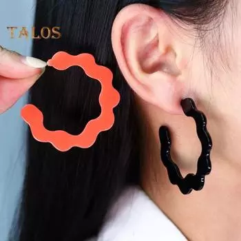 3 пары женских серег с геометрическим рисунком C-образной формы, легкие украшения для ушей, женские серьги-кольца для выпускного вечера, коктейльной вечеринки чёрный