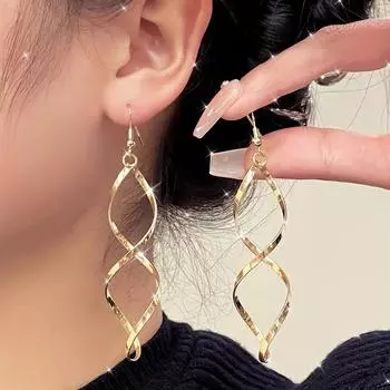 3 пары женских сережек, висячие серьги с золотым узором в виде полой спирали, простые повседневные украшения из сплава, модные женские серьги Female