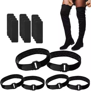 3 пары женских высоких ботинок, эластичные ремни, регулируемые нескользящие фиксирующие ленты, держатели для ботинок, аксессуары 3 pairs чёрный