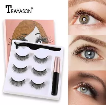 3 пары жидких магнитных пинцетов для накладных ресниц Набор для глаз Женский макияж Накладные ресницы Жидкий набор для ресниц