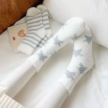 3 пары зимних носков, носки до середины икры, теплые носки, милые японские зимние, осенние и зимние носки для сна, утолщенные и мягкие женские носки 1