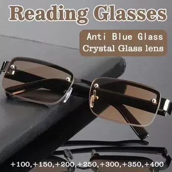 3 PC Anti Blue Light Reading Glasses for Men Women Fashion PC Lens Glasses Presbyopia Glasses Metal Frame Eyeglasses +100