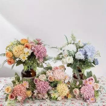 3 Pcs Artificial Flower Bouquets Fake Silk Flower for Home Decorations Table Centerpieces Flower Arrangement Wedding Decor Bridal Bouquet Baby Shower 3 Pcs белый