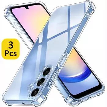 3 Pcs Clear Case For Samsung Galaxy A25 5G A05 A05S A15 4G A55 A35 5G Thick Shockproof Soft Silicone Phone Cover for Samsung A15 For A55 5G