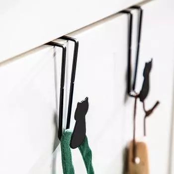 3 PCs Cute Cat Hooks Stainless Steel Kitchen Cabinet Hook Towels Clothes Coat Door Hanger Waterproof Strong Hooks For Bathroom