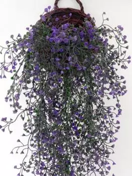 3 Pcs Hanging Basket Plant Artificial Green Plant Wall Hanging Flower Vine Wedding Home Decoration Wall Indoor Outdoor Decor фиолетовый
