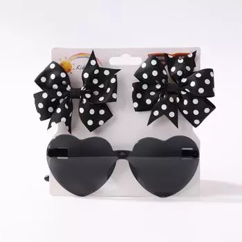 3 Pcs/Pack Cute Solid Dot Hairclips Kids Colorful Heart Sun Glasses Girls Boutique Bowknot Hair Clips Children Hair Accessories