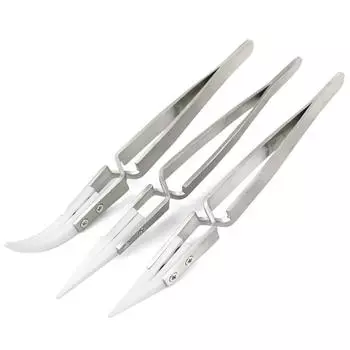 3 PCS Reverse Ceramic Tweezer Soldering Anti-Static Tweezers Soldering Tweezers Hand Tool Set