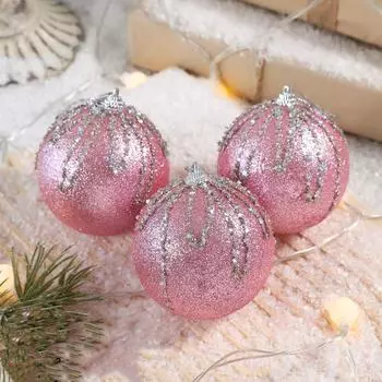 3 pcs/set Multi-Color Christmas Color Balls Glitter Xmas Tree Ornaments Party Decor