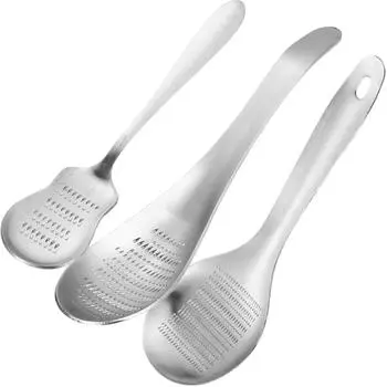 3 Pcs Stainless Steel Ginger Grinder Reusable Garlic Spoon Shaped Food Household Mincer Home Accessory Multi-function Grater серебряный