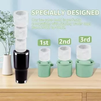 3 Pcs Tumbler Ice Mold Silicone Ice Cube Tray with Lid for 20-40 oz Tumbler Cup Easy Release Ice Cube Molds Flexible Ice Mold розовый