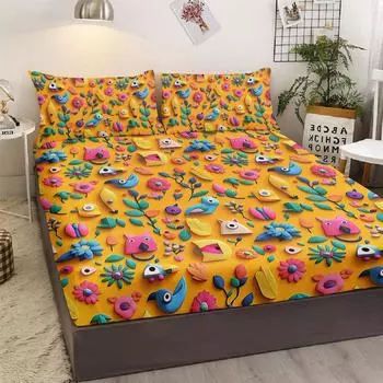 3-Piece Carved Animal Bedding Set With 2 Pillowcases, Suitable For Living Room And Bedroom (Traditional Culture, Anniversary) 99cmx199cm