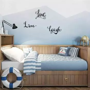 3-х элементный декор для стен из металла Live Love Laugh - черные знаки для гостиной, спальни, общежития и кухни в помещении/на открытом воздухе светло-серый