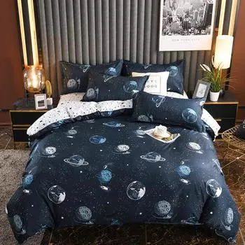 3-piece printed bedding set - soft polyester, machine washable, includes 1 duvet cover and 2 pillowcases for bedroom, guest room 150x200cm