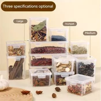 3-piece Sealed Storage Tank Spice Box Transparent Plastic Box Grain Storage Box Household Seasoning Box Storage