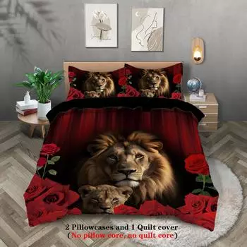 3-piece set, cool racing car pattern printed duvet set, queen, king, double bed, party funny and creative bedding set 135x200cm-EU-Single