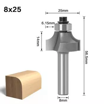 3-Piece Set of Fillet Cutters Woodworking Milling Cutters, Fillet Cutters, Chamfering Cutters, Foreign Trade Export Milling Cutters Fillet knife 8 * 25 large bearing sand blowing