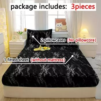 3-Piece Simple Modern Pattern Matte Three Piece Fitted Sheet Set, Bedroom Printed Bed Cover Set, Bedding 90x200cm