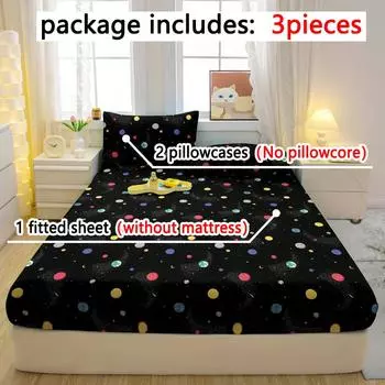 3-Piece Simple Modern Star Pattern Matte Three Piece Fitted Sheet Set, Bedroom Printed Bed Cover Set, Bedding 99x190cm