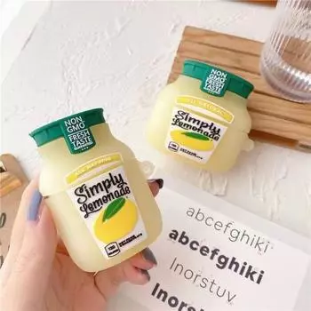 3 Pieces 19.9 Yuan Optional Creative Lemon Water Bottle Airpods1/2/3 Generation Bluetooth Earbuds Case Silicone Apple Pro Protective Case Cartoon Soft Apple Airpods Pro Lemonade