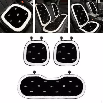 3 Pieces Car Seat Cushion Pads, Auto Covers Practical Soft Non Slip Premium, Bow Pattern