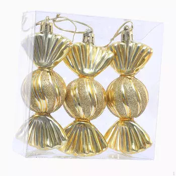 3 Pieces Christmas Tree Hanging Ornaments Candy Pendant Drops for Party золотой