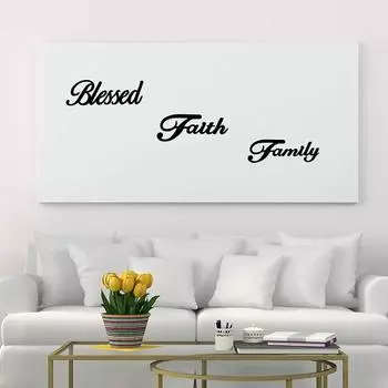 3 шт. Семейная Вера Благословенный Черный Металлический Знак Благословенный , Семья и Вера Словесные Знаки, Вдохновляющий Настенный Декор для Дома чёрный