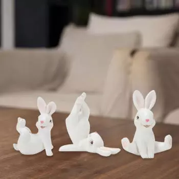 3 Pieces Garden Rabbit Miniature Figurines Resin Ornament, Cute Collectible Decorative