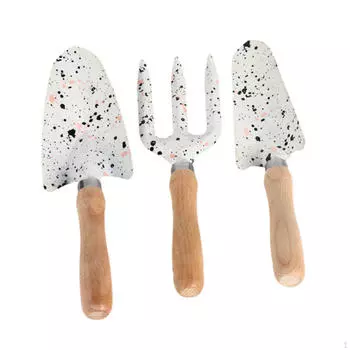 3 Pieces Mini Garden Tools Set Rake Wood Handle Anti Rust Tiny Gardening Kit Miniature spade for