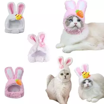 3 pieces of cat hat, cat clothing, rabbit hat with ears, fun cat hat suitable for cats and small dogs, kittens, puppies, party c розовый