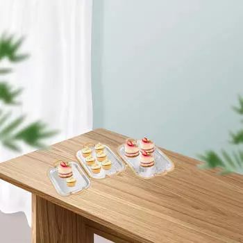 Подносы для сервировки из 3 предметов, поднос для десертов, прямоугольный декоративный поднос, металлическая тарелка для шведского стола